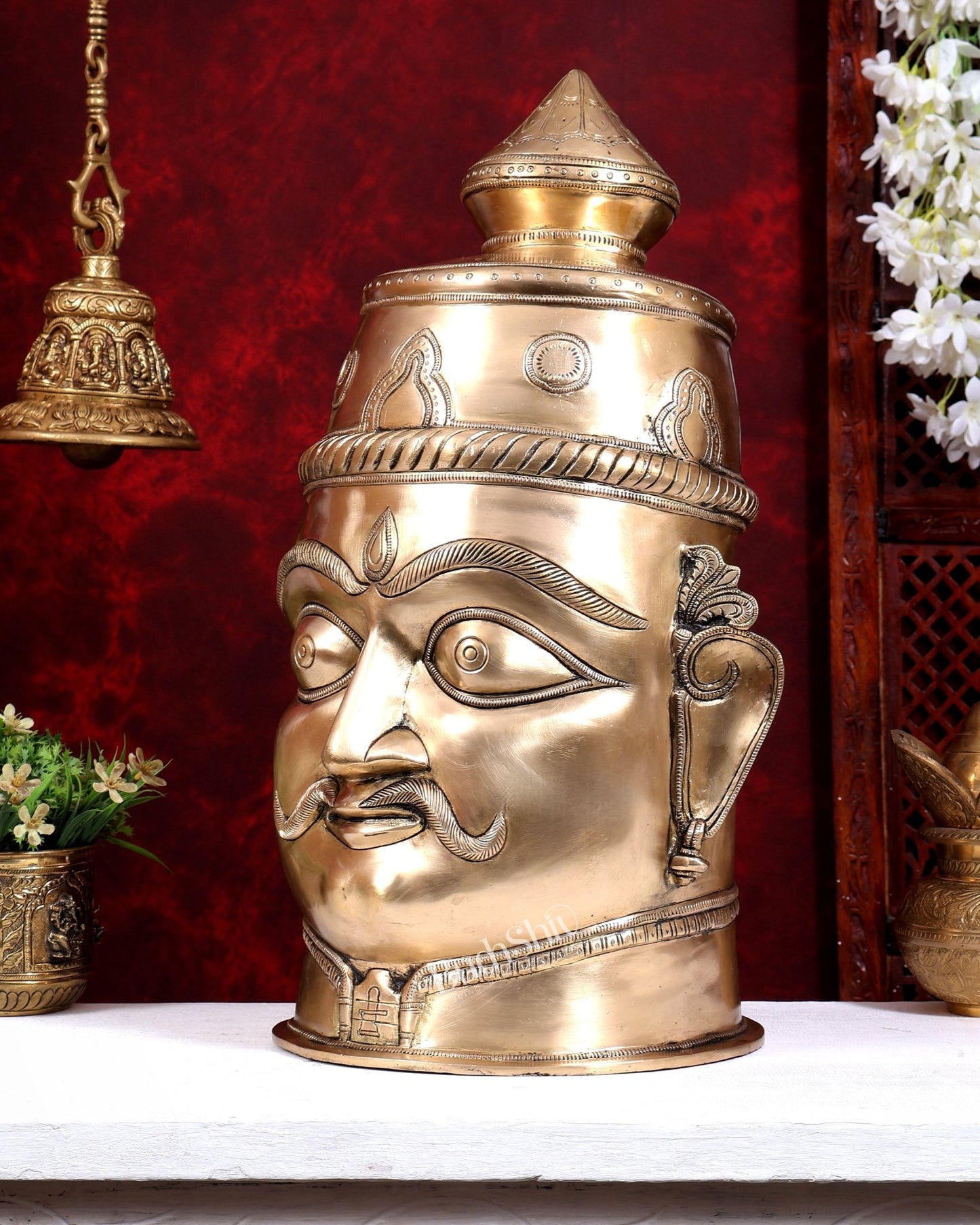 Brass Large Mahakaal Face Statue 20 inch - Budhshiv.com