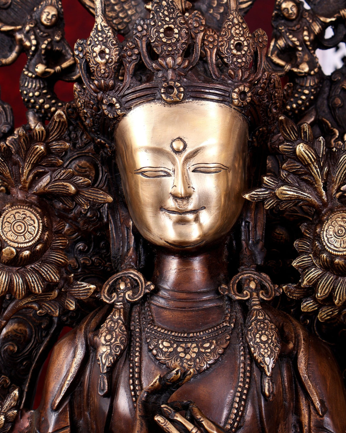 Brass Large Maitreya Buddha — Copper Tone 27 inch - Budhshiv.com