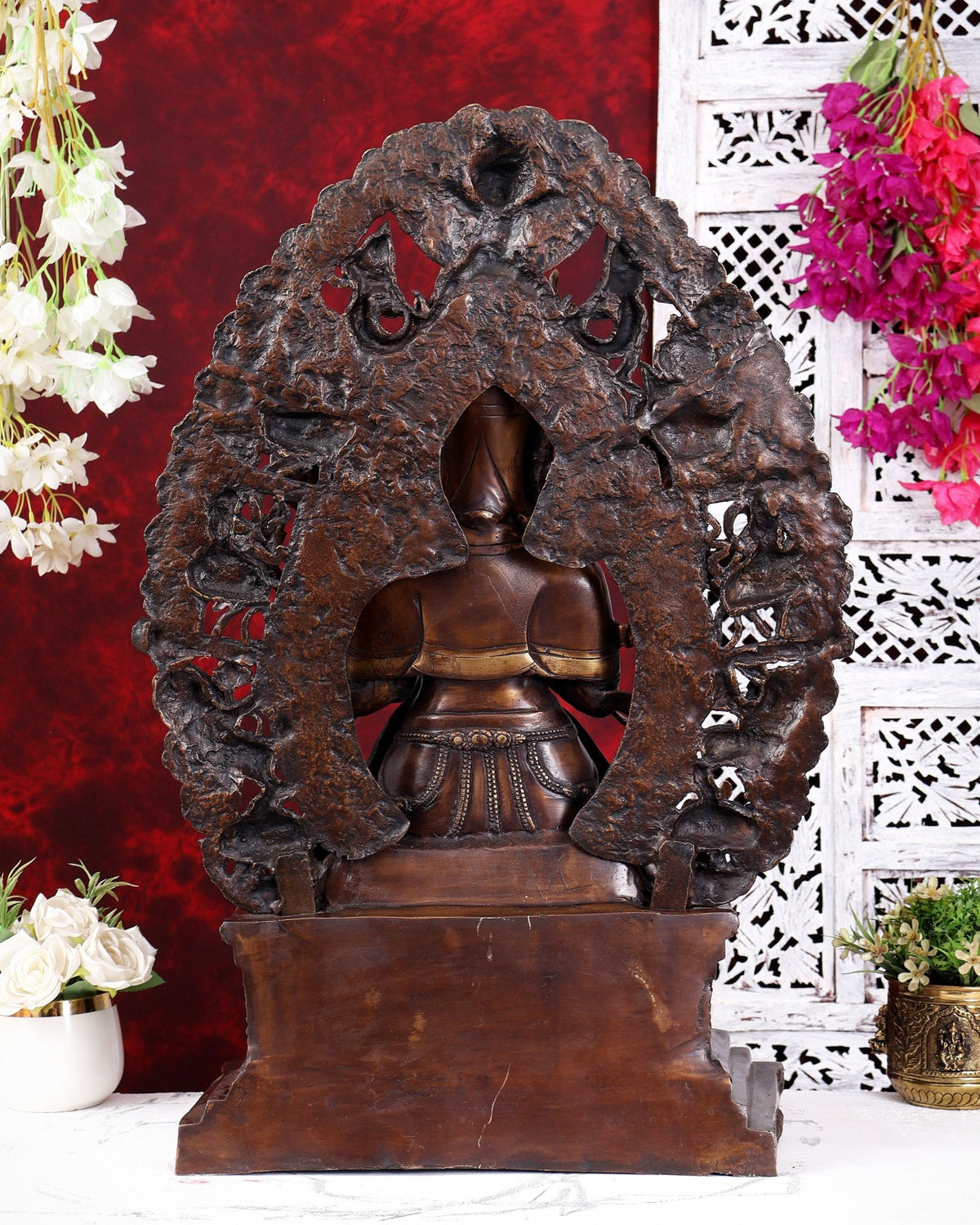 Brass Large Maitreya Buddha — Copper Tone 27 inch - Budhshiv.com