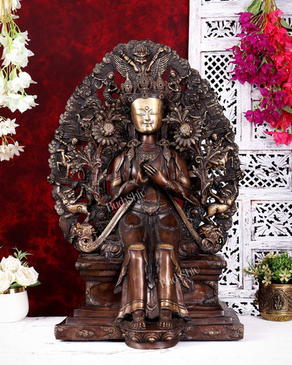 Brass Large Maitreya Buddha — Copper Tone 27 inch - Budhshiv.com