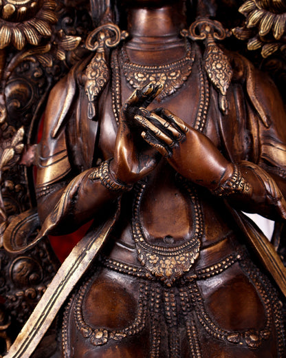 Brass Large Maitreya Buddha — Copper Tone 27 inch - Budhshiv.com