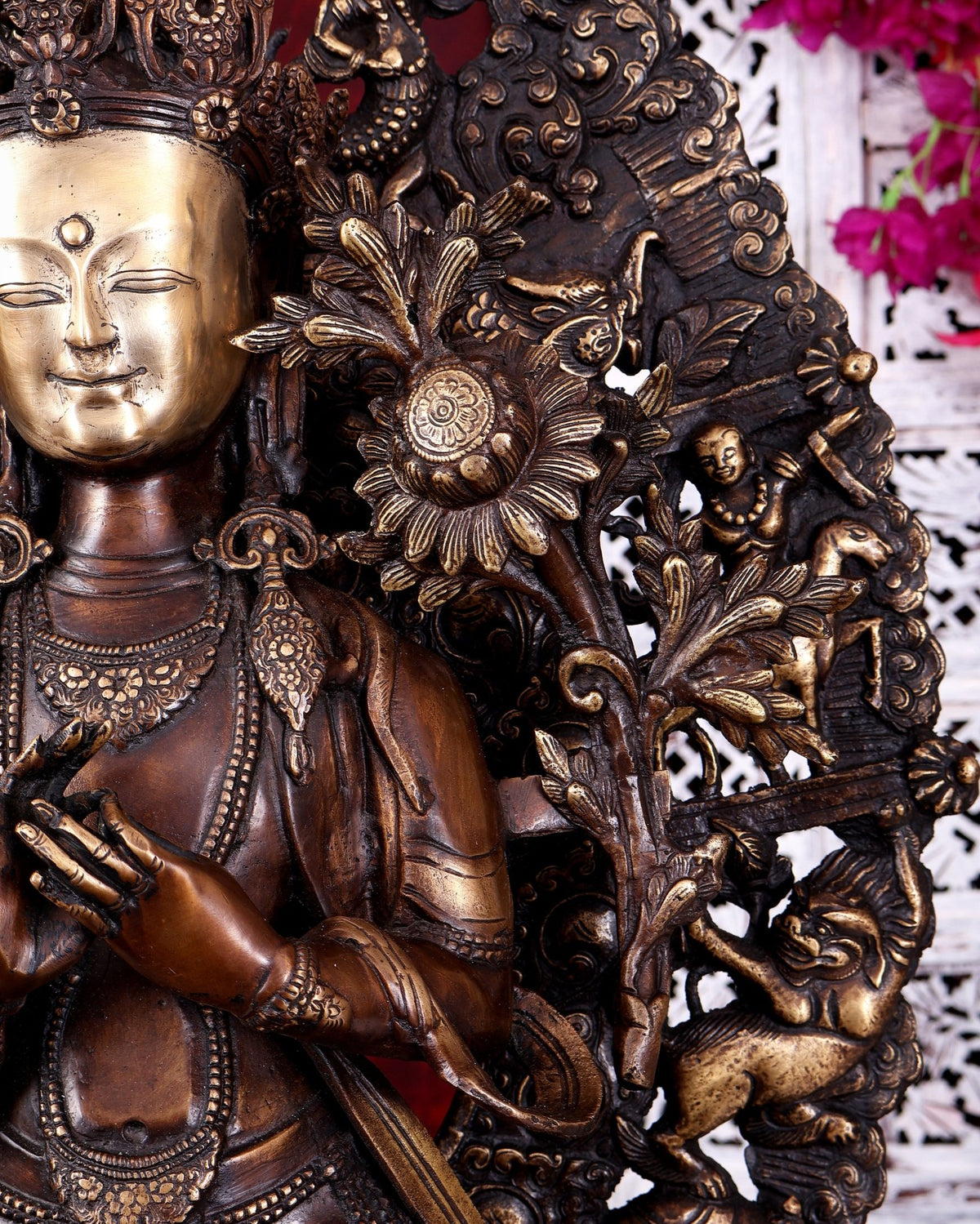 Brass Large Maitreya Buddha — Copper Tone 27 inch - Budhshiv.com