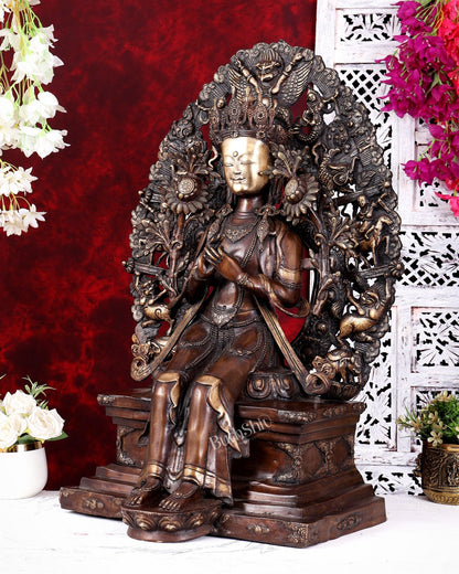 Brass Large Maitreya Buddha — Copper Tone 27 inch - Budhshiv.com