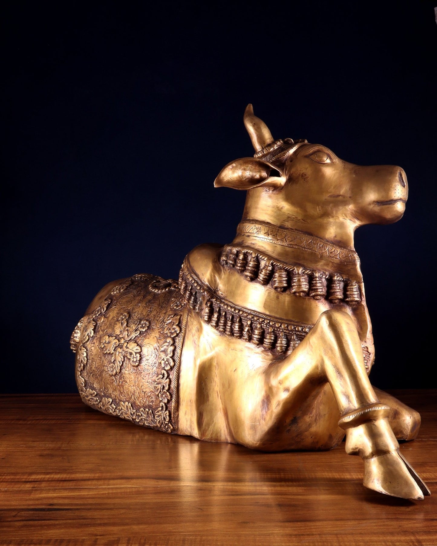 Brass Large Nandi Sculpture 34 inch Antique tone - Budhshiv.com