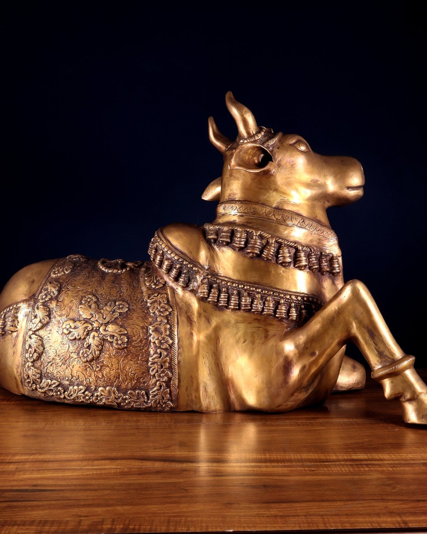 Brass Large Nandi Sculpture 34 inch Antique tone - Budhshiv.com