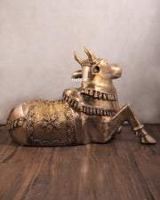 Brass Large Nandi Sculpture 34 inch - Budhshiv.com