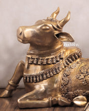 Brass Large Nandi Sculpture 34 inch - Budhshiv.com