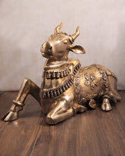 Brass Large Nandi Sculpture 34 inch - Budhshiv.com