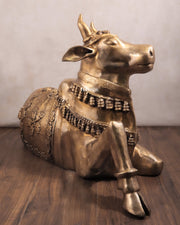Brass Large Nandi Sculpture 34 inch - Budhshiv.com