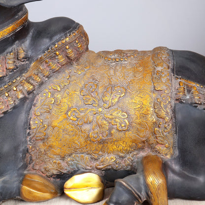 Brass Large Nandi statue Ink Black and Golden finish |33" - Budhshiv.com