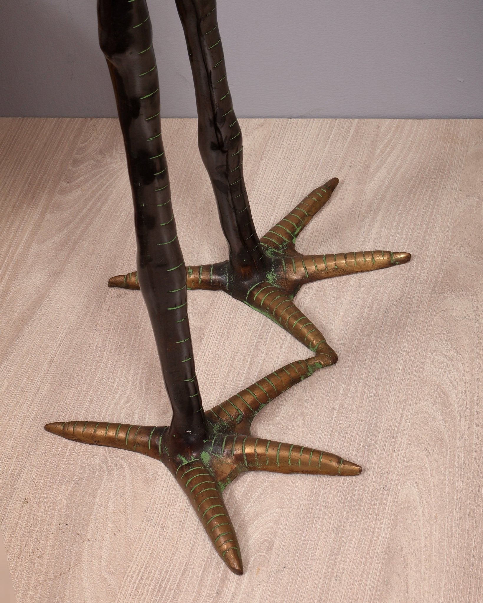 Brass Large Pair of birds Heron/Cranes Garden Statues – Antique Black & Green Patina 60" - Budhshiv.com