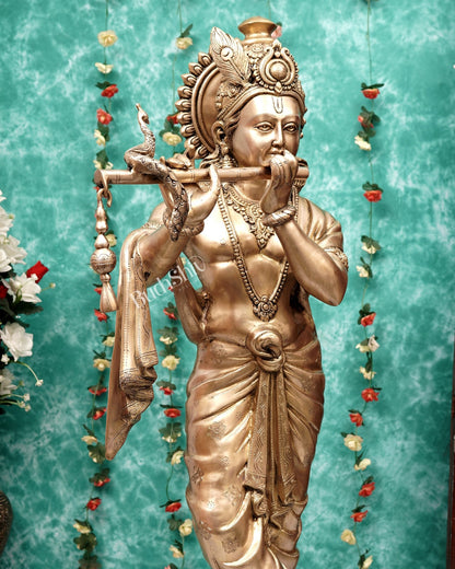 Brass Large Radha Krishna Statue Set 50.5 inch - Budhshiv.com