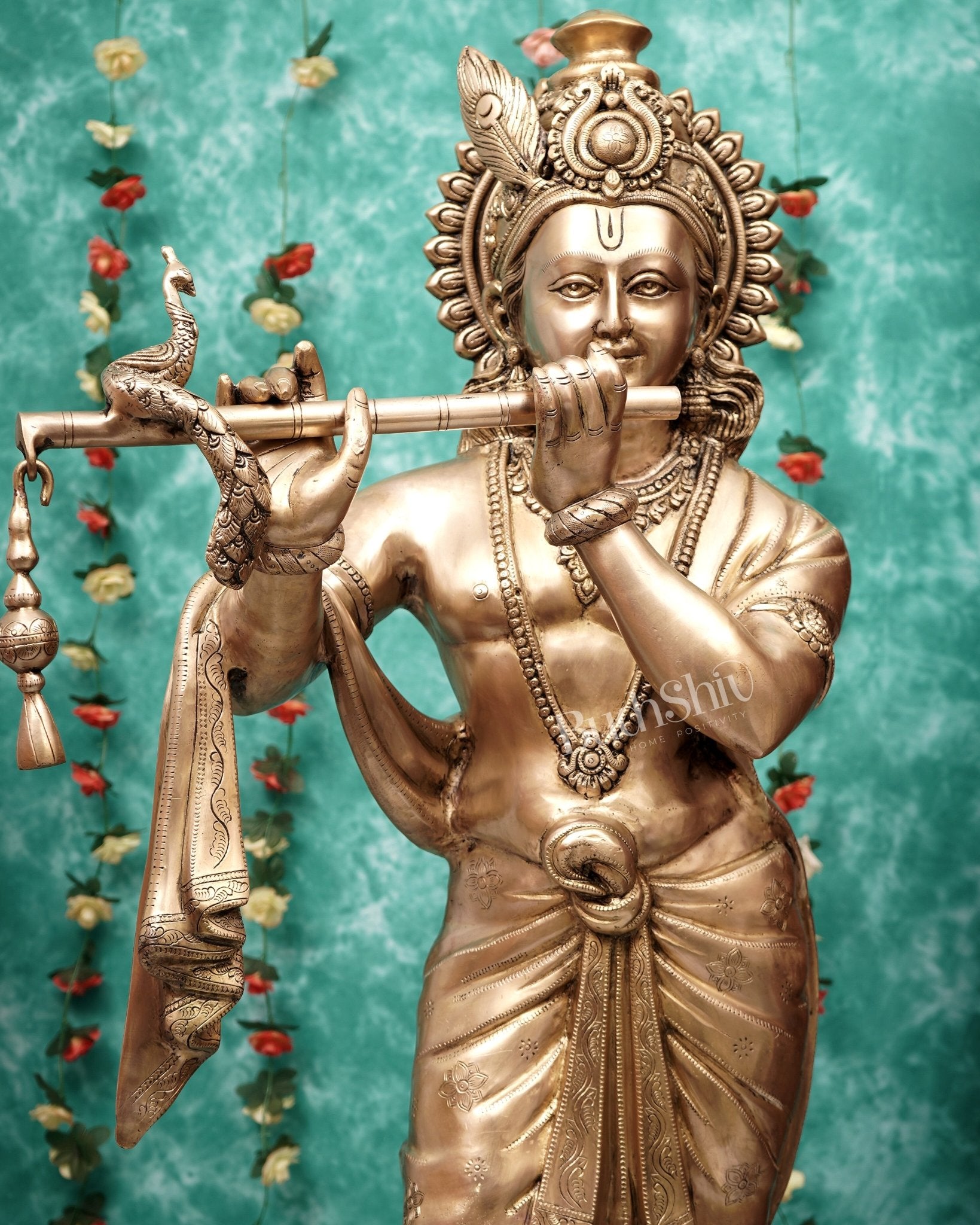 Brass Large Radha Krishna Statue Set 50.5 inch - Budhshiv.com