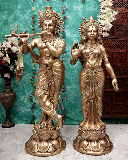 Brass Large Radha Krishna Statue Set 50.5 inch - Budhshiv.com