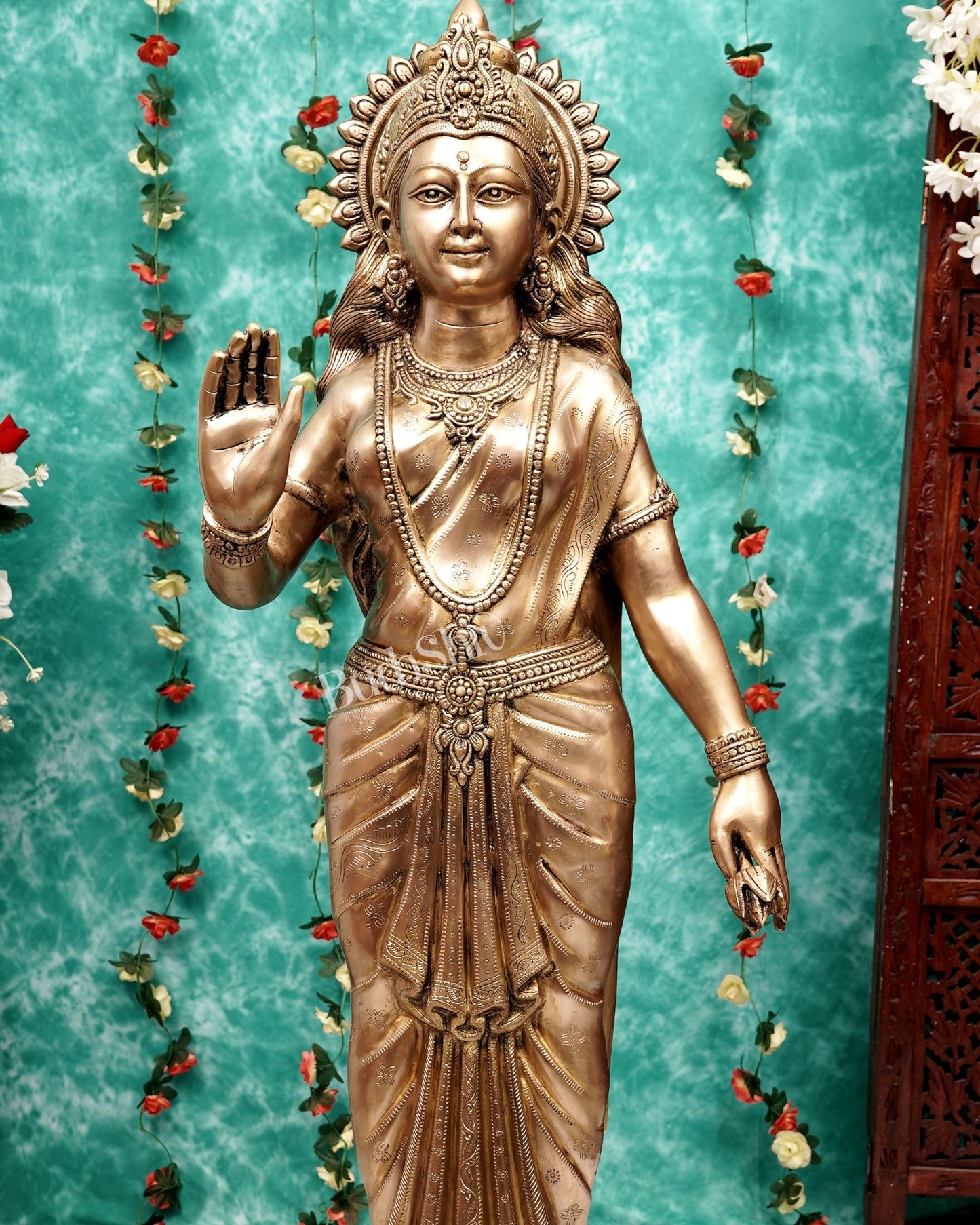 Brass Large Radha Krishna Statue Set 50.5 inch - Budhshiv.com