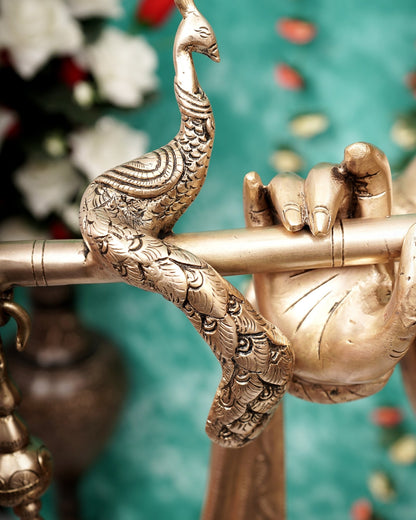 Brass Large Radha Krishna Statue Set 50.5 inch - Budhshiv.com