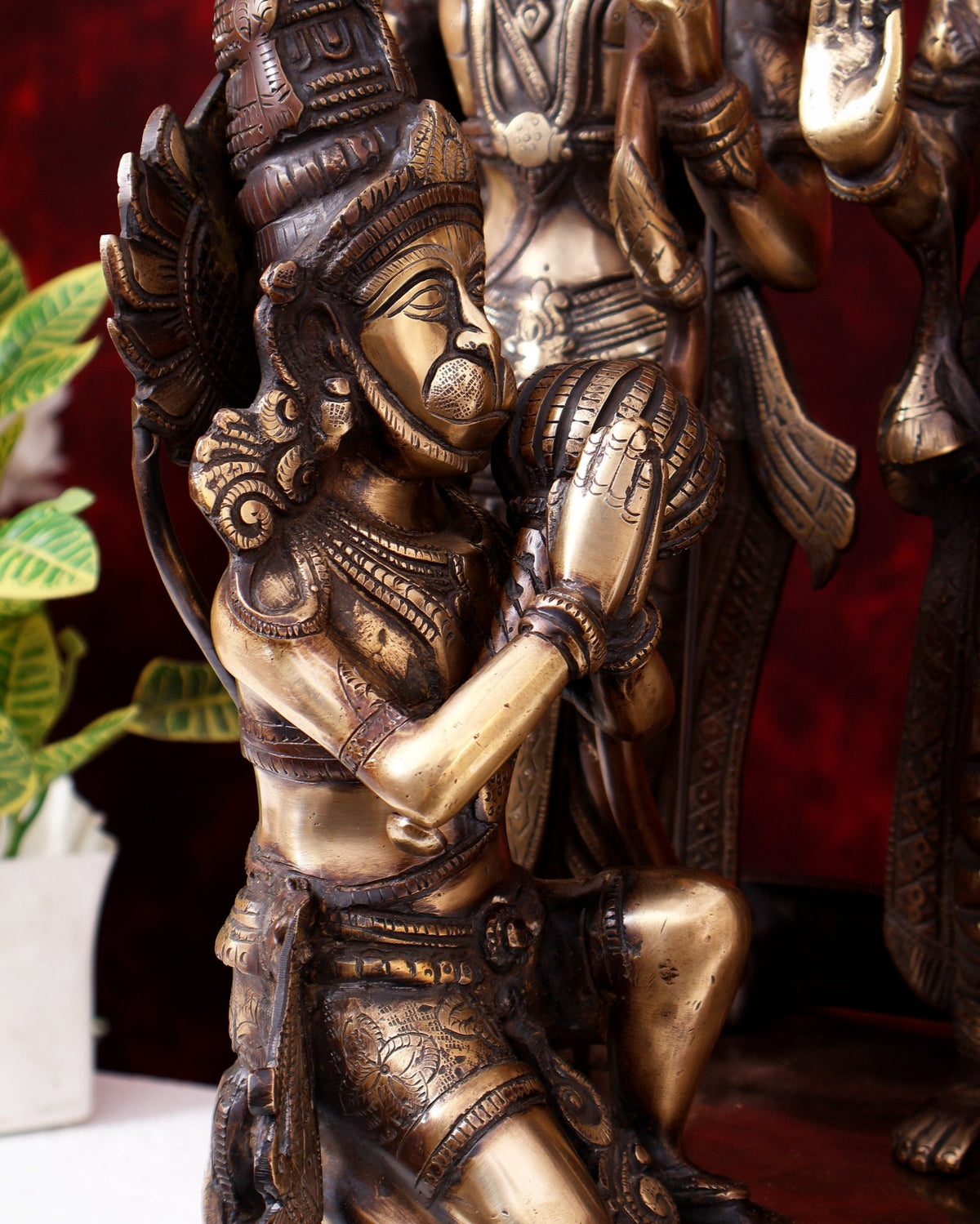Brass Large Ram Darbar Statue — Dual-Tone Copper Gold Finish with Prabhavali 25.5 inch - Budhshiv.com