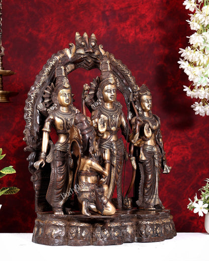 Brass Large Ram Darbar Statue — Dual-Tone Copper Gold Finish with Prabhavali 25.5 inch - Budhshiv.com