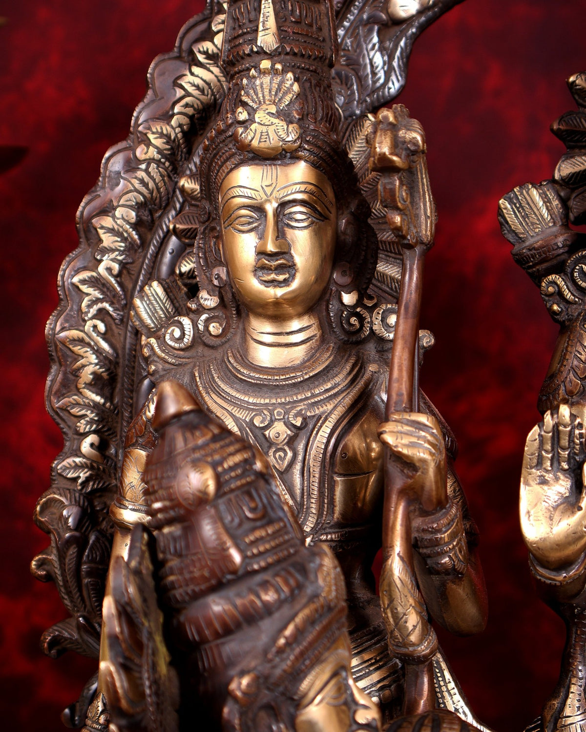 Brass Large Ram Darbar Statue — Dual-Tone Copper Gold Finish with Prabhavali 25.5 inch - Budhshiv.com
