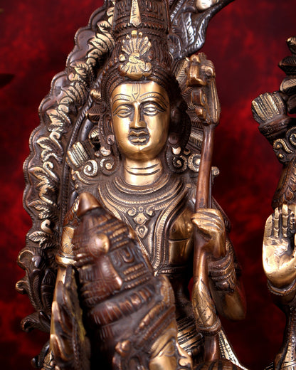 Brass Large Ram Darbar Statue — Dual-Tone Copper Gold Finish with Prabhavali 25.5 inch - Budhshiv.com