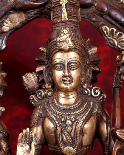 Brass Large Ram Darbar Statue — Dual-Tone Copper Gold Finish with Prabhavali 25.5 inch - Budhshiv.com