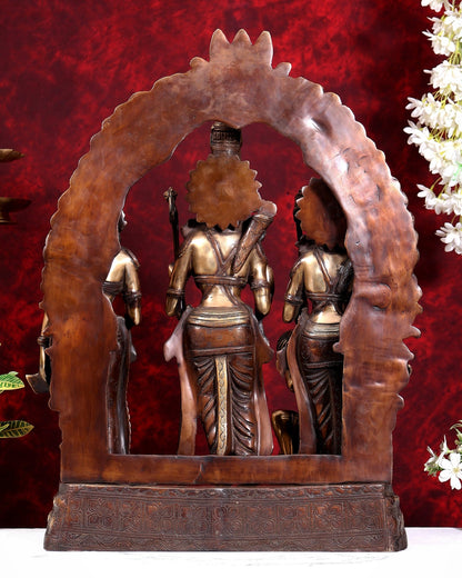 Brass Large Ram Darbar Statue — Dual-Tone Copper Gold Finish with Prabhavali 25.5 inch - Budhshiv.com