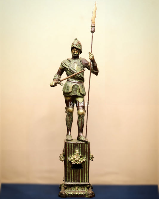 Brass Large Roman Warrior Vintage Statue – 49" - Budhshiv.com