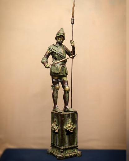 Brass Large Roman Warrior Vintage Statue – 49" - Budhshiv.com