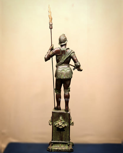 Brass Large Roman Warrior Vintage Statue – 49" - Budhshiv.com