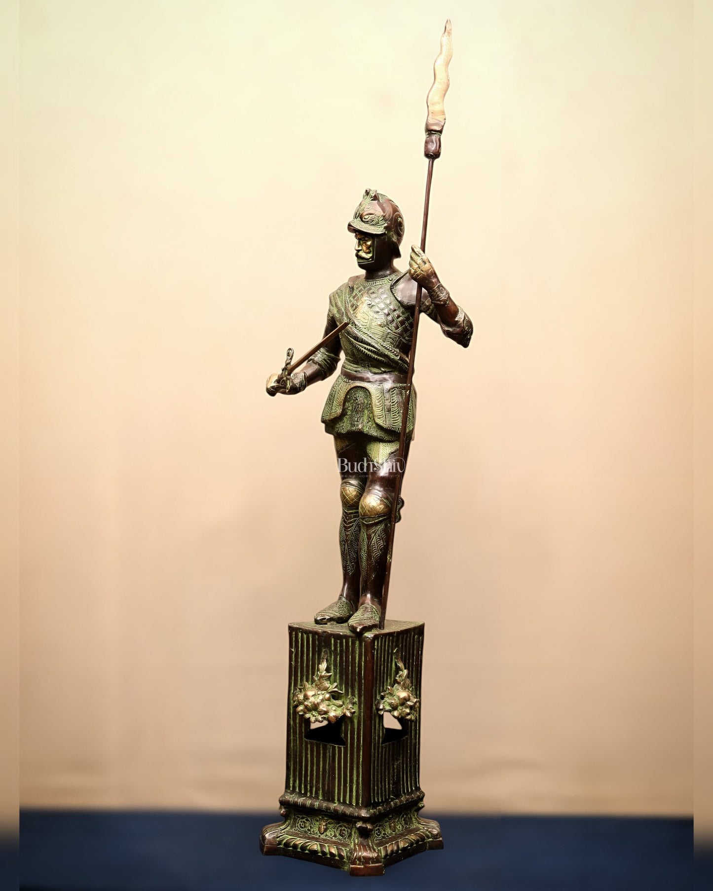 Brass Large Roman Warrior Vintage Statue – 49" - Budhshiv.com