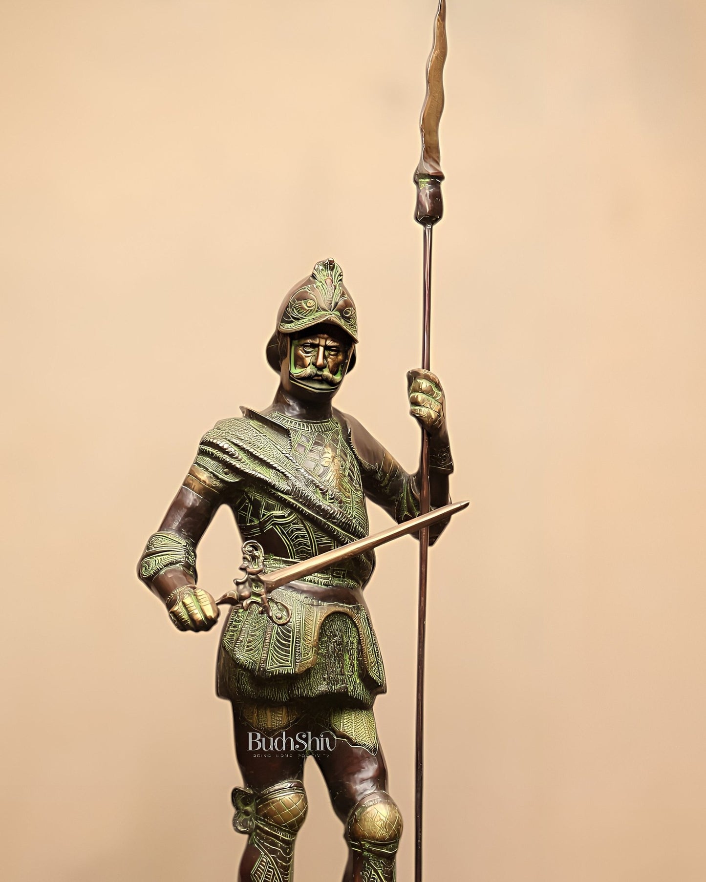 Brass Large Roman Warrior Vintage Statue – 49" - Budhshiv.com