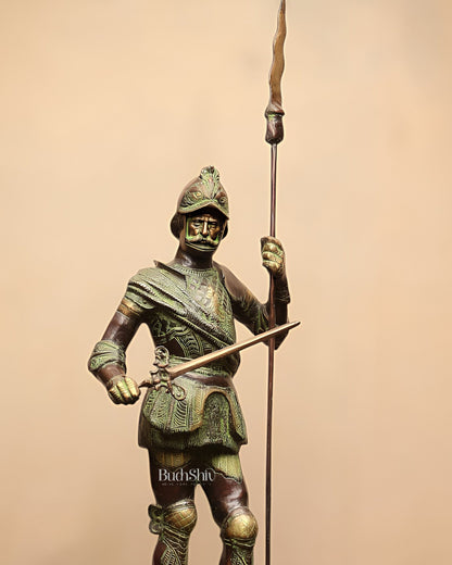 Brass Large Roman Warrior Vintage Statue – 49" - Budhshiv.com