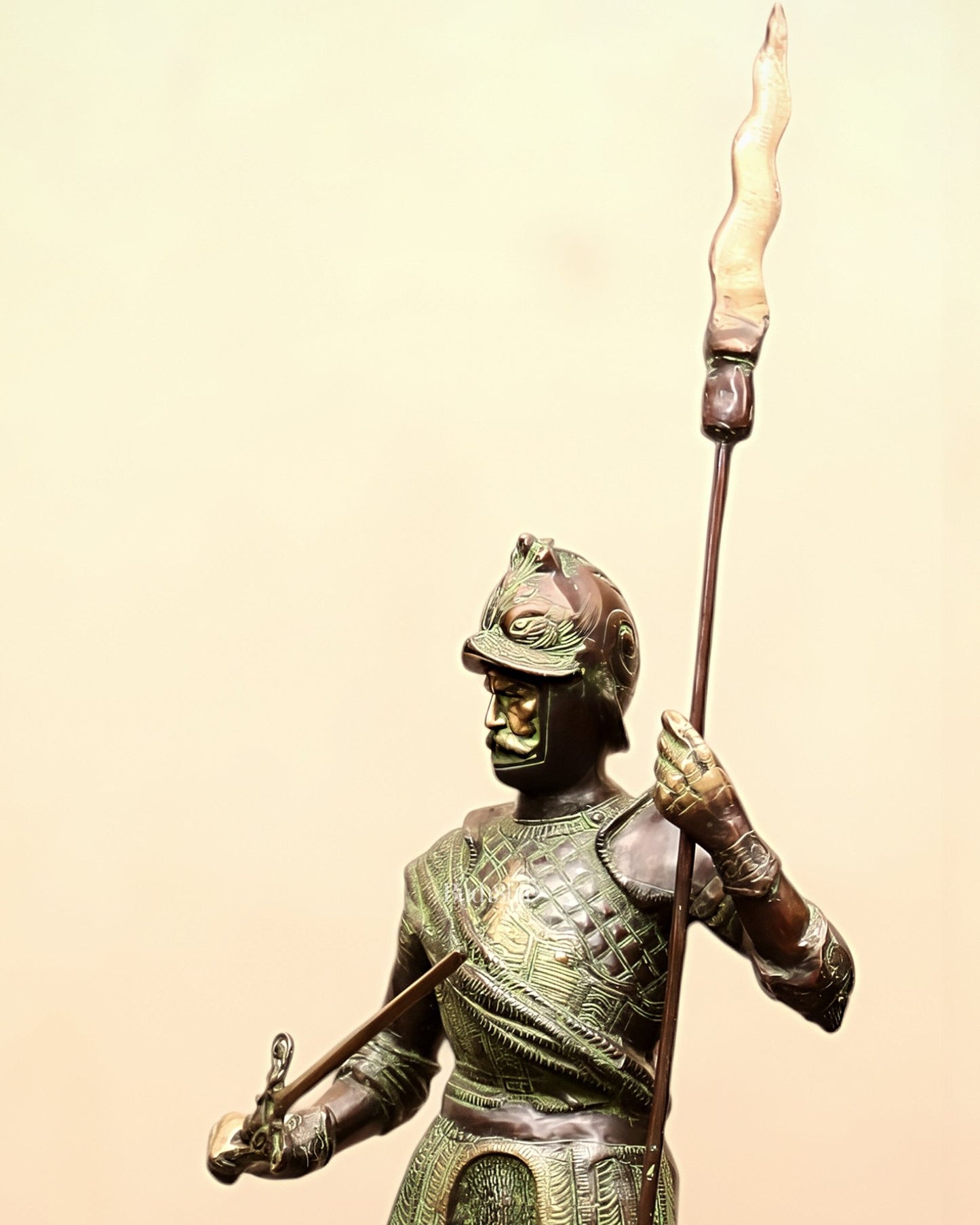 Brass Large Roman Warrior Vintage Statue – 49" - Budhshiv.com