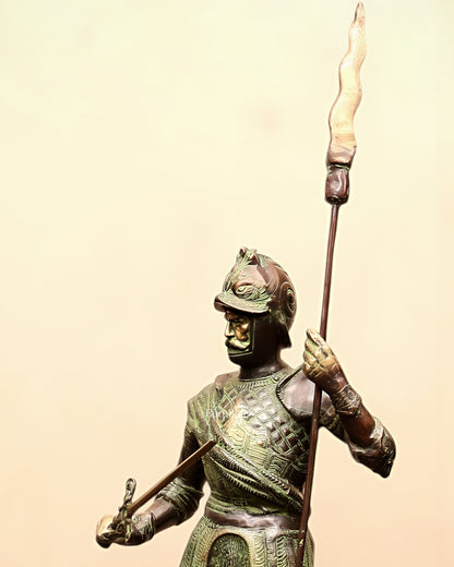 Brass Large Roman Warrior Vintage Statue – 49" - Budhshiv.com