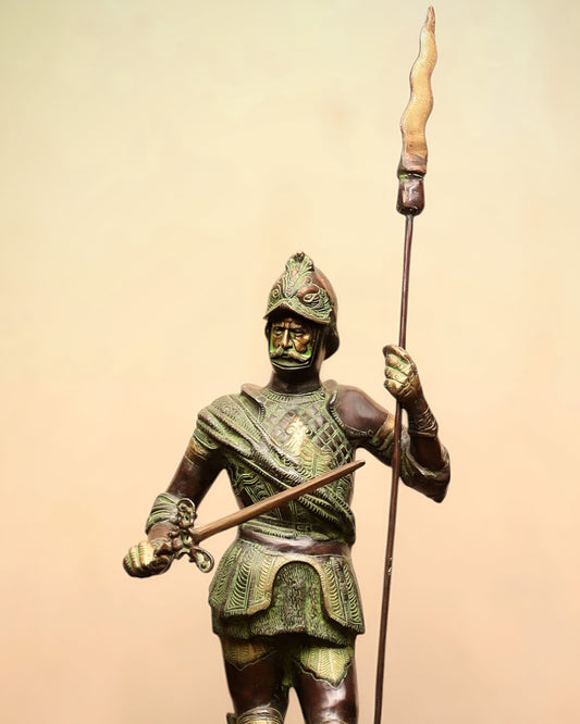 Brass Large Roman Warrior Vintage Statue – 49" - Budhshiv.com