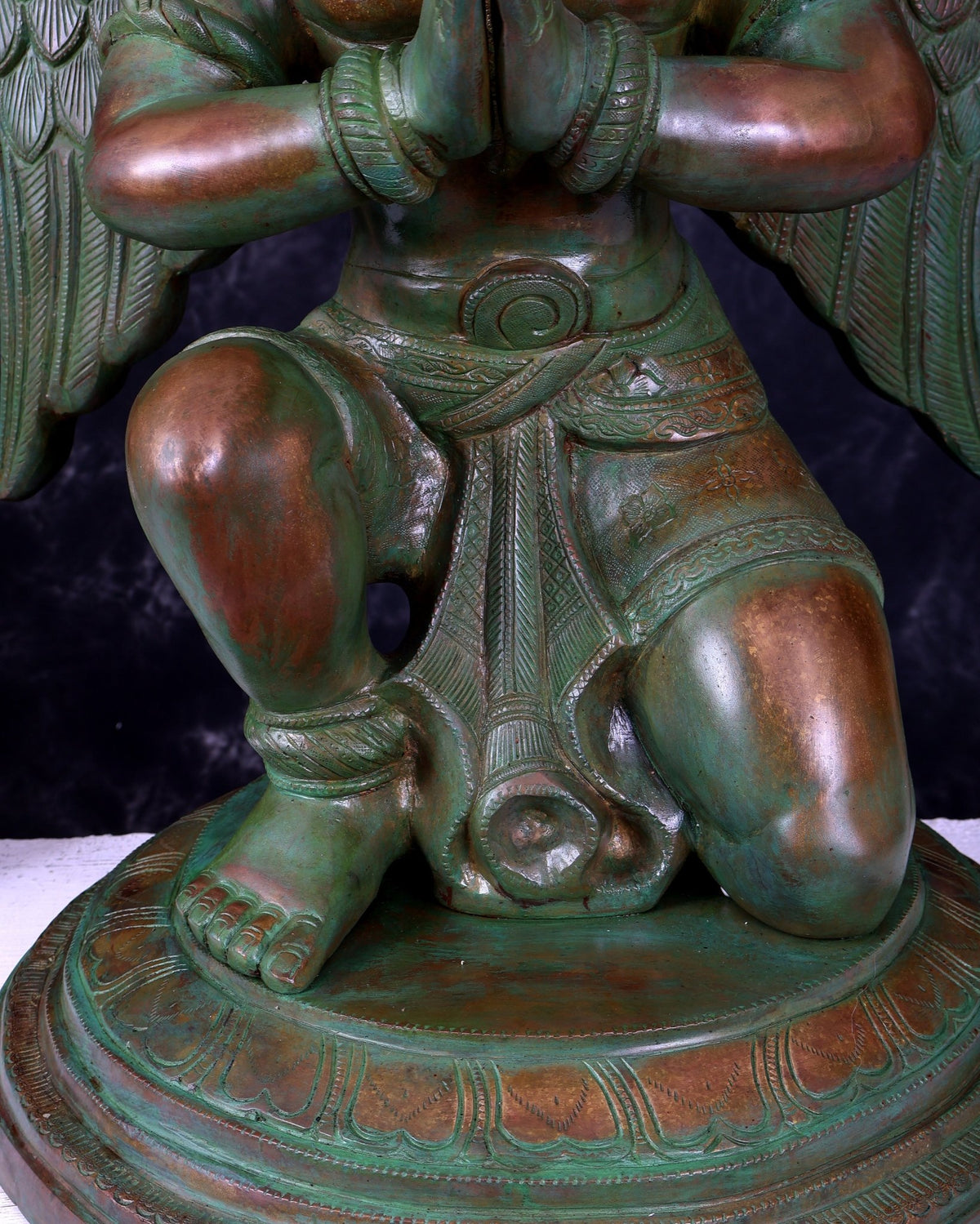 Brass Large Seated Garuda Statue — Bronze with patina Tone 29 inch - Budhshiv.com