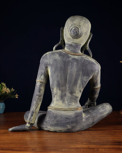 Brass Large seated Parvati – Tibetan Style, 19 Inch - Budhshiv.com
