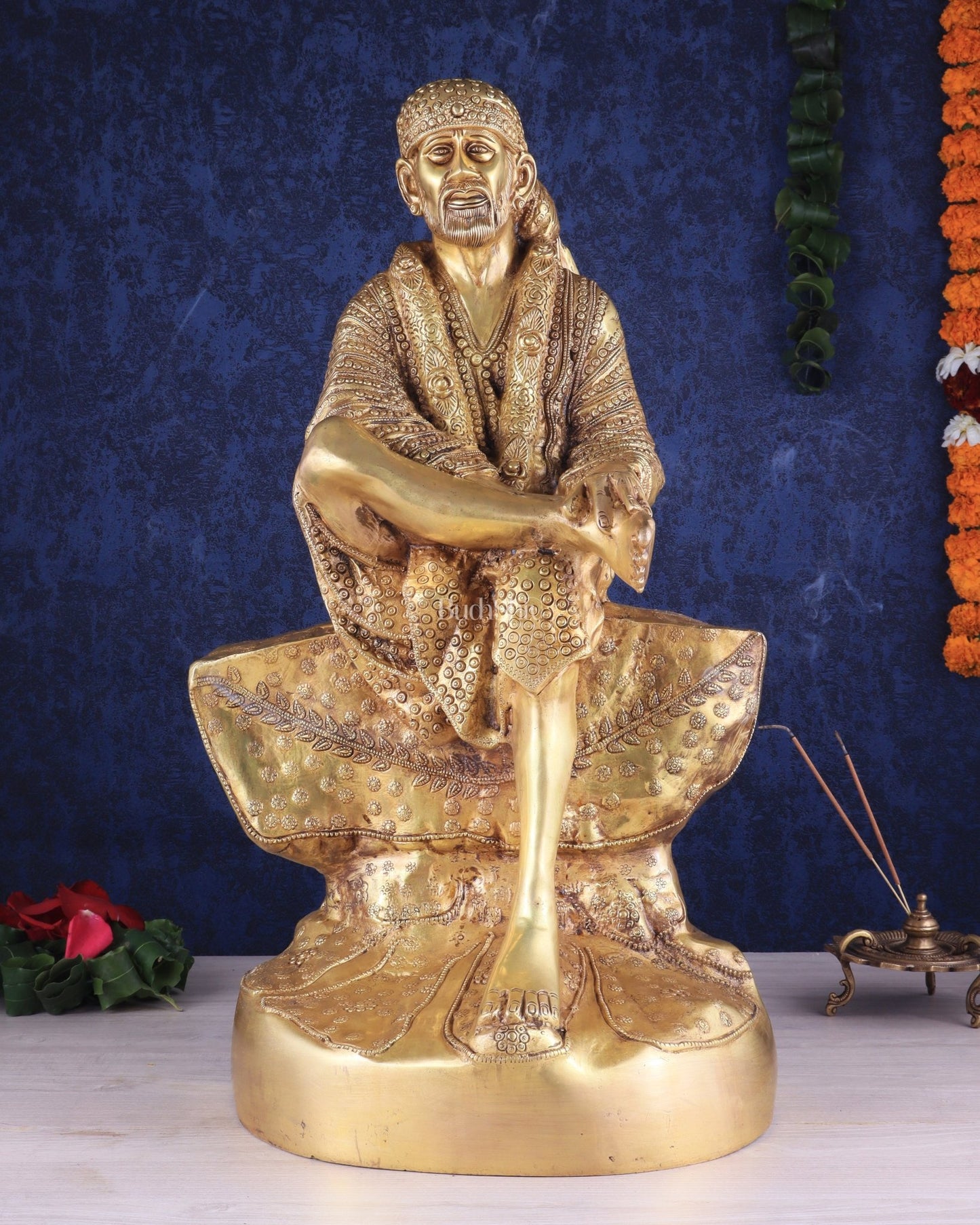 Brass large Shirdi Sai Baba Statue 24" - Budhshiv.com