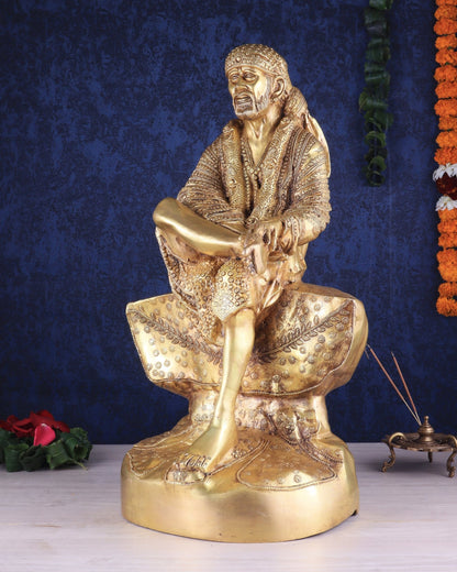 Brass large Shirdi Sai Baba Statue 24" - Budhshiv.com