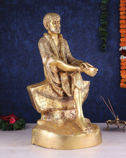 Brass large Shirdi Sai Baba Statue 24" - Budhshiv.com