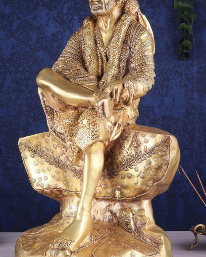 Brass large Shirdi Sai Baba Statue 24" - Budhshiv.com