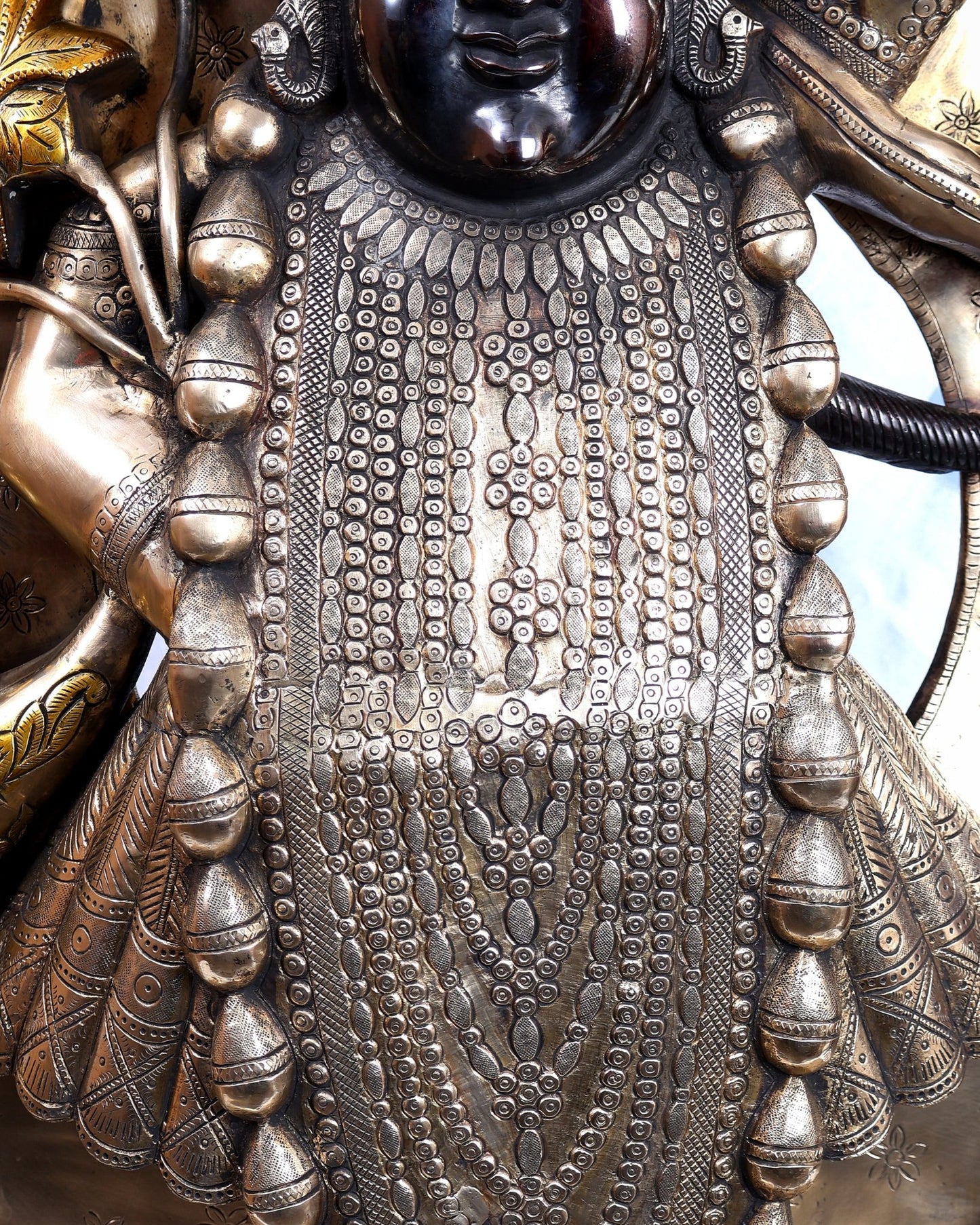 Brass Large Shrinath Ji Statue – Permanent Black & Golden Finish with Pichwai Style Base 36 inch - Budhshiv.com