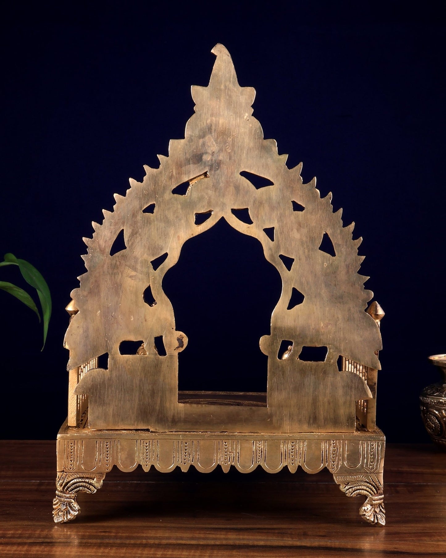 Brass Large Singhasan Chowki with Prabhavali – Temple Altar for Idols 14 inch - Budhshiv.com