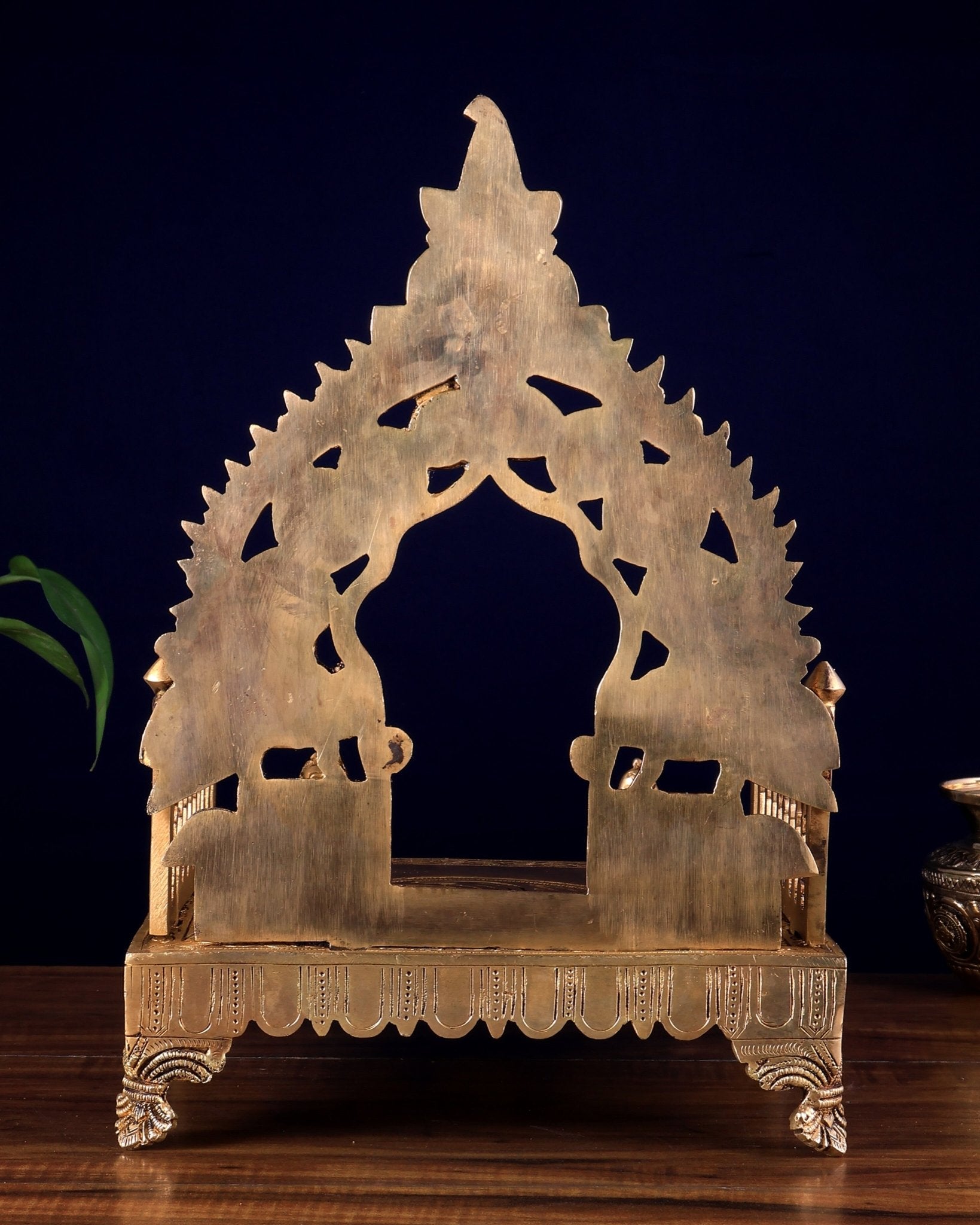 Brass Large Singhasan Chowki with Prabhavali – Temple Altar for Idols 14 inch - Budhshiv.com