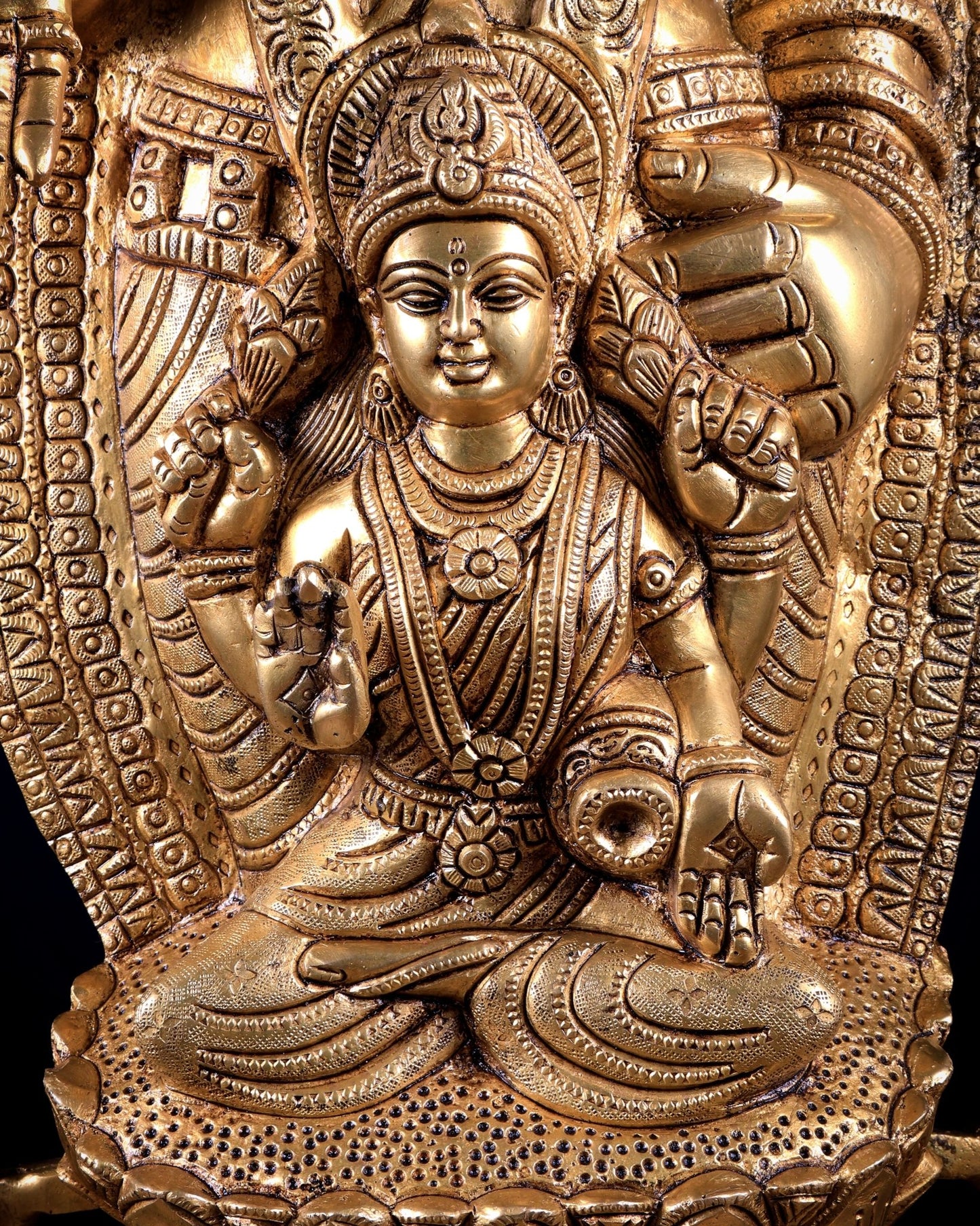 Brass Large Tirupati Balaji Statue with Padmavathi Lakshmi Engraving (34.5 Inches) - Budhshiv.com