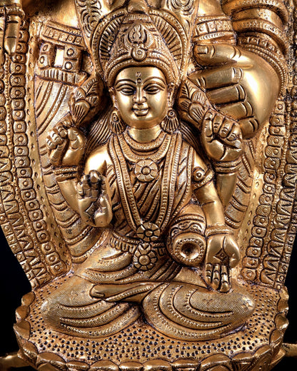 Brass Large Tirupati Balaji Statue with Padmavathi Lakshmi Engraving (34.5 Inches) - Budhshiv.com
