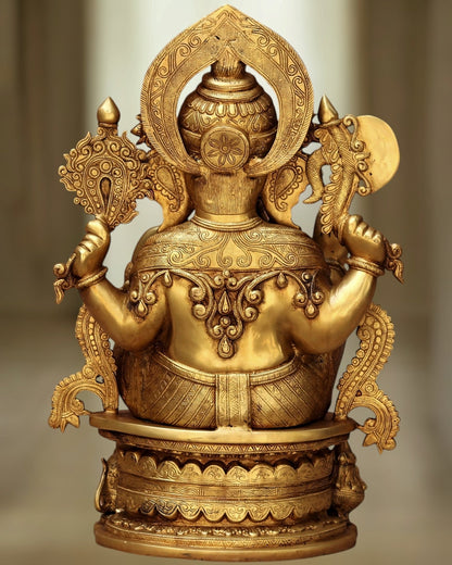 Brass Lord Ganapati Sculpture - 23" - Budhshiv.com