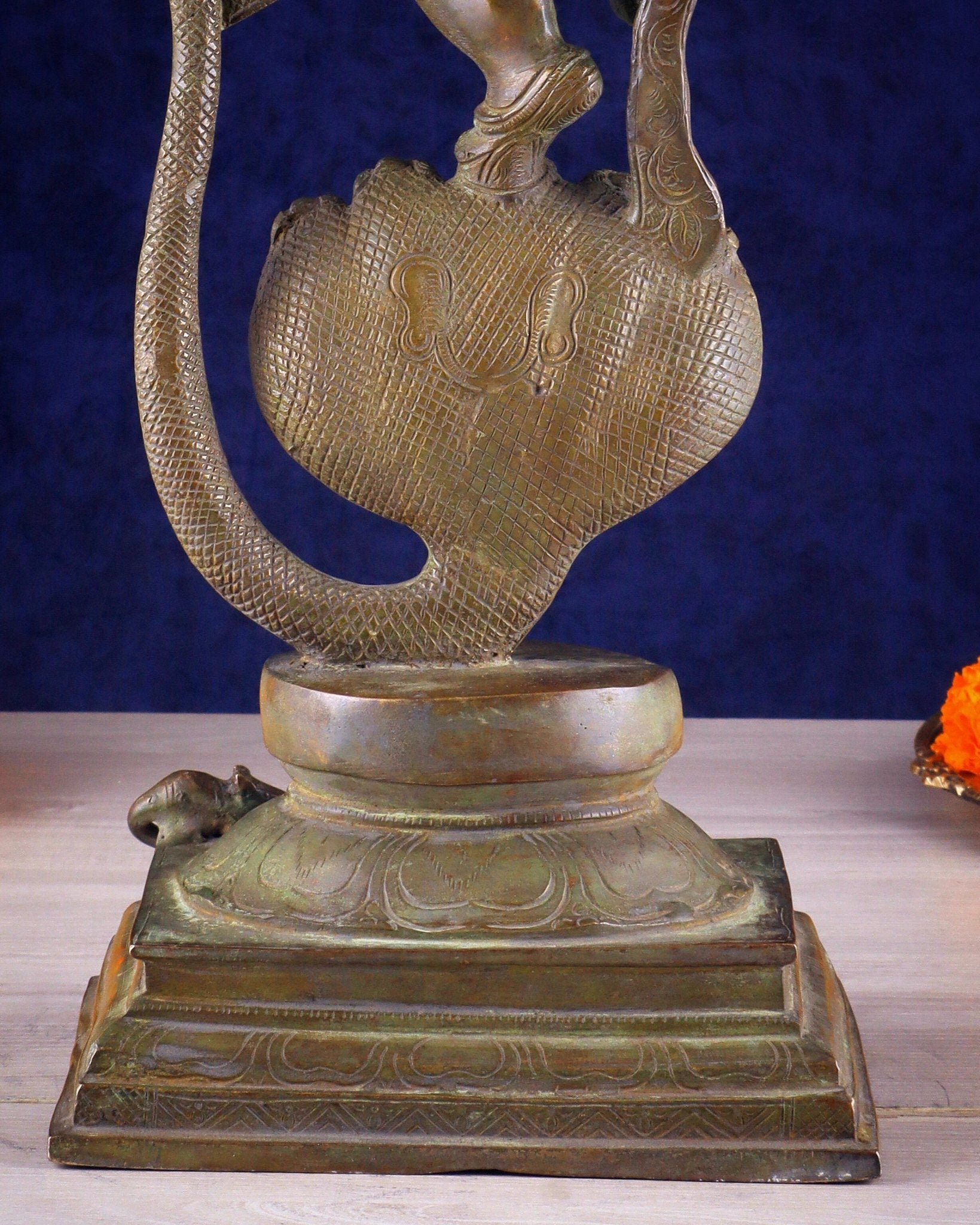 Brass Lord Ganesha dancing on snake 19 " - Budhshiv.com