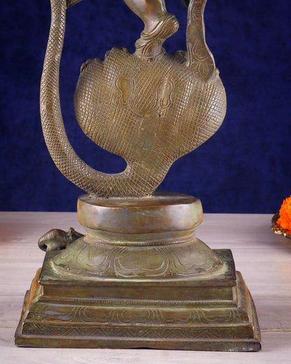 Brass Lord Ganesha dancing on snake 19 " - Budhshiv.com