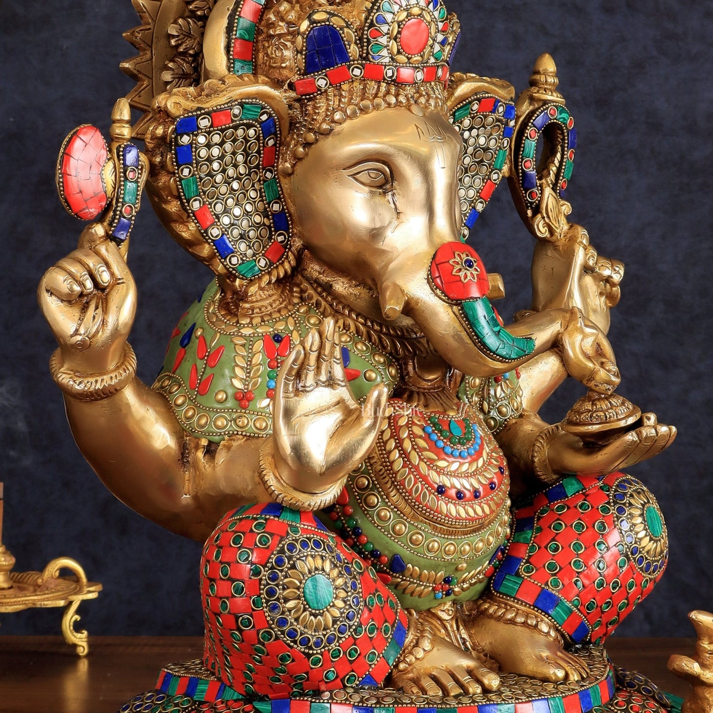 Brass Lord Ganesha Idol - 18" Tall - Budhshiv.com